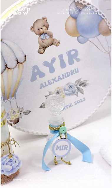 Trusou botez cu ursuleti albastri si baloane de aer cald Teddy Bear Bleu Hot Air Balloons 2